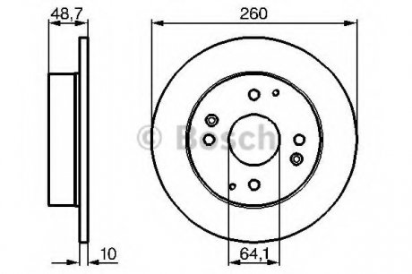 Тормозной диск задний HONDA Accord; ROVER 620/623 93- (260*10) BOSCH 0986478172
