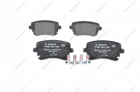 Тормозные колодки дисковые задние AUDI A4/A6/A8 04-; VW T5 BOSCH 0986494303 (фото 1)