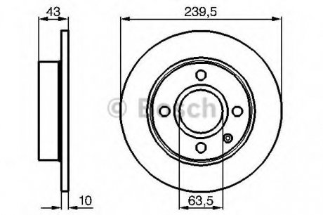 Гальмівний диск передній FORD Escort, Fiesta -96 (239,5*10) BOSCH 0986478501 (фото 1)