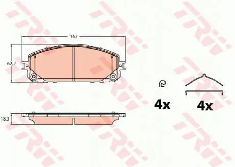 Комплект гальмівних колодок, дискове гальмо TRW GDB2142 (фото 1)