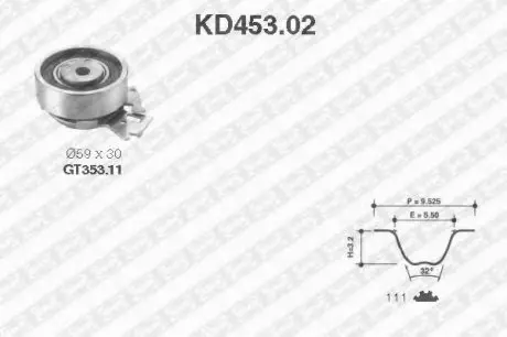 Рем. Комплект ГРМ: ремень + ролики NTN SNR SNR NTN KD453.02