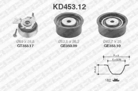 Рем. Комплект ГРМ: ремень + ролики NTN SNR SNR NTN KD453.12
