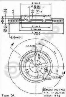 Тормозной диск вентилируемый BREMBO 09.8304.21