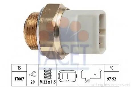 Датчик вмикання вентилятора Vito OM611 (на радіаторі) (2конт.) FACET 7.5279