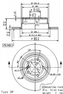 Тормозной диск BREMBO 08.7019.81 (фото 1)