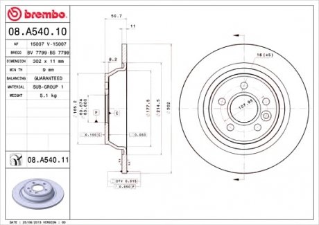 Гальмівний диск BREMBO 08.A540.10