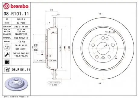 Тормозной диск BREMBO 08.R101.11