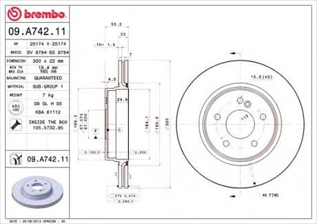 Гальмівний диск BREMBO 09.A742.11 (фото 1)