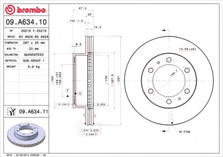 Гальмівний диск BREMBO 09.A634.10 (фото 1)