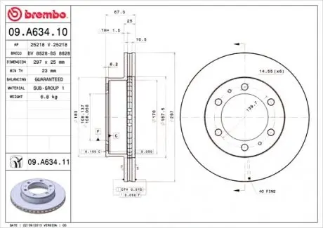 Гальмівний диск BREMBO 09.A634.10