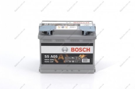 Аккумулятор S5 AGM 60Ah, EN 680 правый "+" 242x175x190 (ДхШхВ) с-ма START-STOP BOSCH 0 092 S5A 050 (фото 1)
