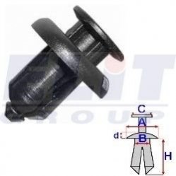 Дюбель бампера [96-01] (к-т:5 шт) A= 19,9mm/B= 9,8mm/C= 14,8mm/d= 3,2mm/H= 11,5mm ELIT R B19233