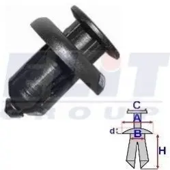 Дюбель бампера [96-01] (к-т:5 шт)) A= 19,9mm/B= 9,8mm/C= 14,8mm/d= 3,2mm/H= 11,5mm ELIT R B19233 (фото 1)