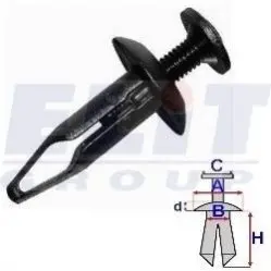 Клипса подкрылков (к-т:10 шт) размер:A= 15,3mm/B= 6,3mm/C= 9,8mm/d= 2,8mm/H= 23mm ELIT R B14992