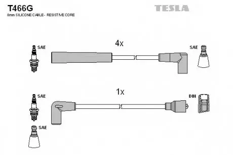 Кабель зажигания, к-кт Ford Orion, Scorpio, Sierra 82-93 1,4;1,8;2,0 TESLA T466G