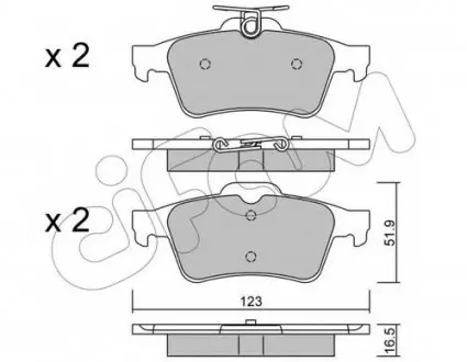 Колодка торм. FORD FOCUS, MAZDA 3,5, OPEL VECTRA C, RENAULT LAGUNA задн. CIFAM 822-337-1