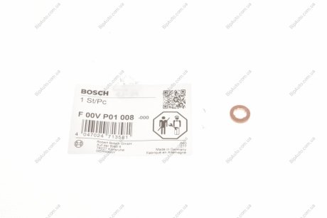 Прокладка, корпус форсунки; Уплотнительное кольцо, шахта форсунки BOSCH F 00V P01 008 (фото 1)