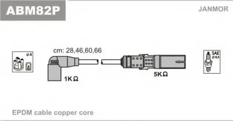 Провід запалювання (EPDM) Skoda OCTAVIA 1.6 (1Z3,1Z5) BGU,BSE,BSF,CCSA Janmor ABM82P