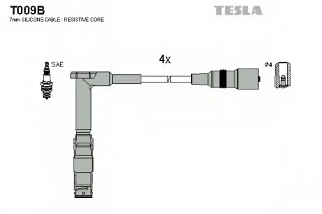 Кабель зажигания, к-кт MB 92-98 1,8;2,0;2,2 W124,S124,C124,A124 TESLA T009B