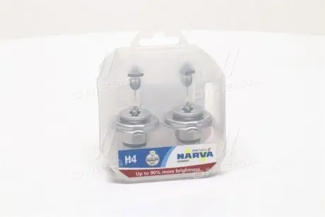 Лампа розжарювання SET H4 12V 60/55 W P43t RANGE POWER +90 (к-т 2шт) NARVA 48003S2