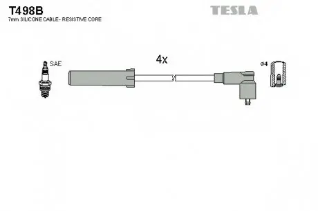 Кабель запалювання к-кт Citroen, Peugeot,Fiat, Lancia 91-04 2,0 TESLA T498B