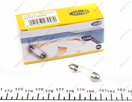 Лампа допоміжн. освітлення C10W 12V SV8.5-8 (10,5x38) MAGNETI MARELLI 009461100000 (фото 1)