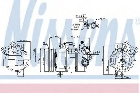 Компрессор BMW 1 E81-E82-E87-E88(04-)116 i(+)[OE 64529182793] NISSENS 89086