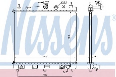Радиатор NS MICRA/MARCH K12(02-)1.2 i 16V(+)[OE 21460-AX800] NISSENS 68700A (фото 1)