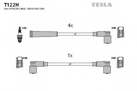 Кабель запалювання к-кт Аналог T368S Skoda Favorit 1,3 -92 TESLA T122H