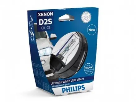 Лампа ксенонова D2S 85V 35W P32d-2 WhiteVision gen2 5000K PHILIPS 85122WHV2S1