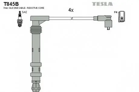 Кабель зажигания, к-кт Lancia, Fiat 95-01, Doblo 01-1,6 TESLA T845B