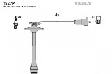 Кабель зажигания, к-кт Toyota 97-00 2,0 3SFE;2,2 5SFE TESLA T927P