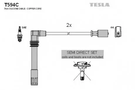 Кабель зажигания, к-кт Audi A4,A6 VW Passat 95-00 1,8 TESLA T594C