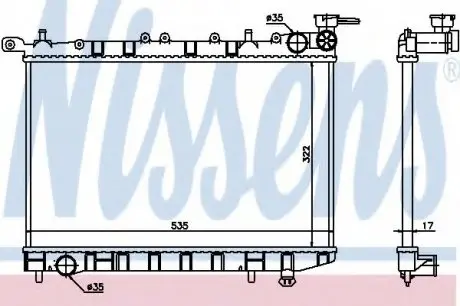 Радіатор NS ALMERA N15(95-)1.4 i 16V(+)[OE 21410-0M000] NISSENS 62974