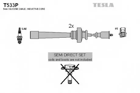 Кабель зажигания, к-кт Mitsubishi 95-1,6;1,8;2,0;2,4 TESLA T533P