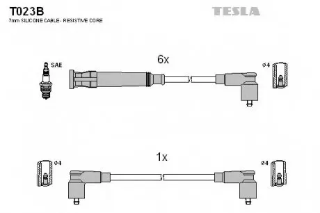 Кабель зажигания, к-кт BMW E21,E30,E28 77-87 2,0;2,3 TESLA T023B