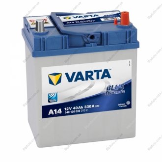 Аккумулятор 40Ah-12v BD(A14) (187х127х227),R,EN330 тонк.клеммы VARTA 540 126 033 (фото 1)