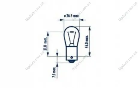 Автолампа PY21W BA15s 21 W оранжевая NARVA 17638B2