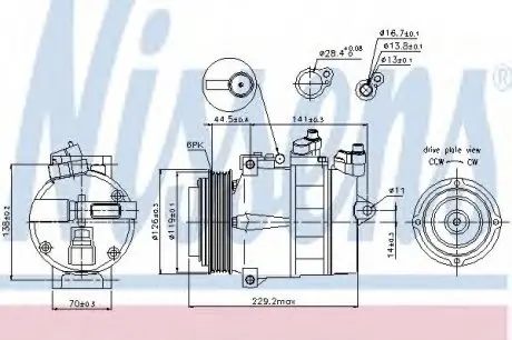 Компрессор MB VITO W 638(96-)112 CDI(+)[OE 0002300911] NISSENS 89022