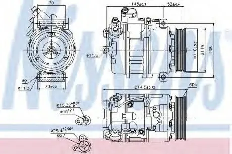 Компрессор BMW 5 E60-E61(03-)523 i(+)[OE 64526956715] NISSENS 89214