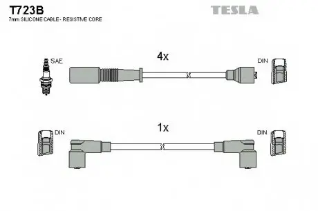 Кабель запалювання к-кт Fiat, Lancia 89-99 1,8 TESLA T723B