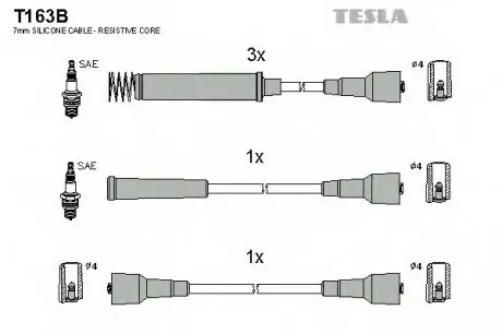 Кабель зажигания, к-кт Opel Omega, Frontera 86-98 TESLA T163B