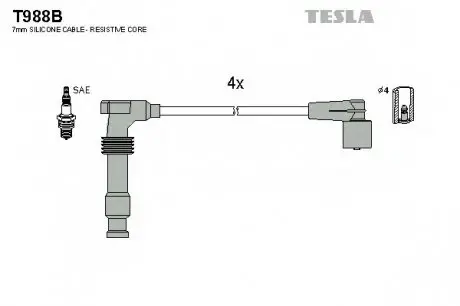 Кабель зажигания, к-кт Opel Frontera A,B 2.2 98- TESLA T988B