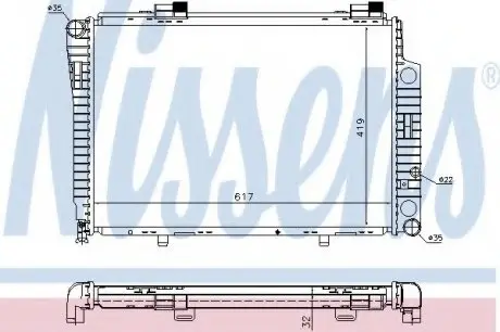 Радиатор MB C W 202(93-)C 180(+)[OE 202 500 21 03] NISSENS 62750A
