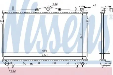 Радіатор охолодження HYUNDAI ELANTRA (J2/RD) (95-) NISSENS 62298