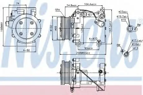 Компрессор MT GALANT(96-)2.0 i 16V(+)[OE MR360561] NISSENS 89227