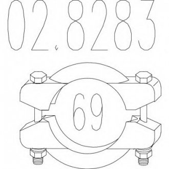 Хомут вихлопної системи біконічну (Діаметр 69 мм) MTS 02.8283