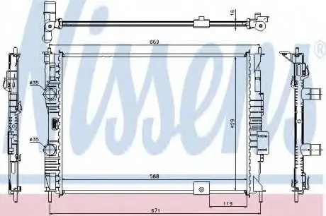Радиатор NS QASHQAI(07-)2.0 i 16V[OE 21400-JD200] NISSENS 67363