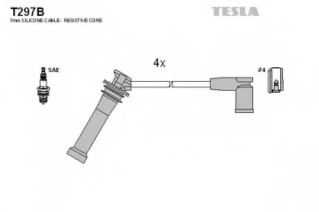 Кабель зажигания, к-кт Mazda 6 02-1,8;2,0;2,3 TESLA T297B (фото 1)