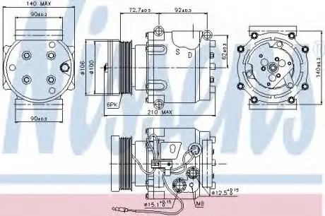 Компрессор SAAB 9-3(98-)2.0 i 16V(+)[OE 4635892] NISSENS 89066